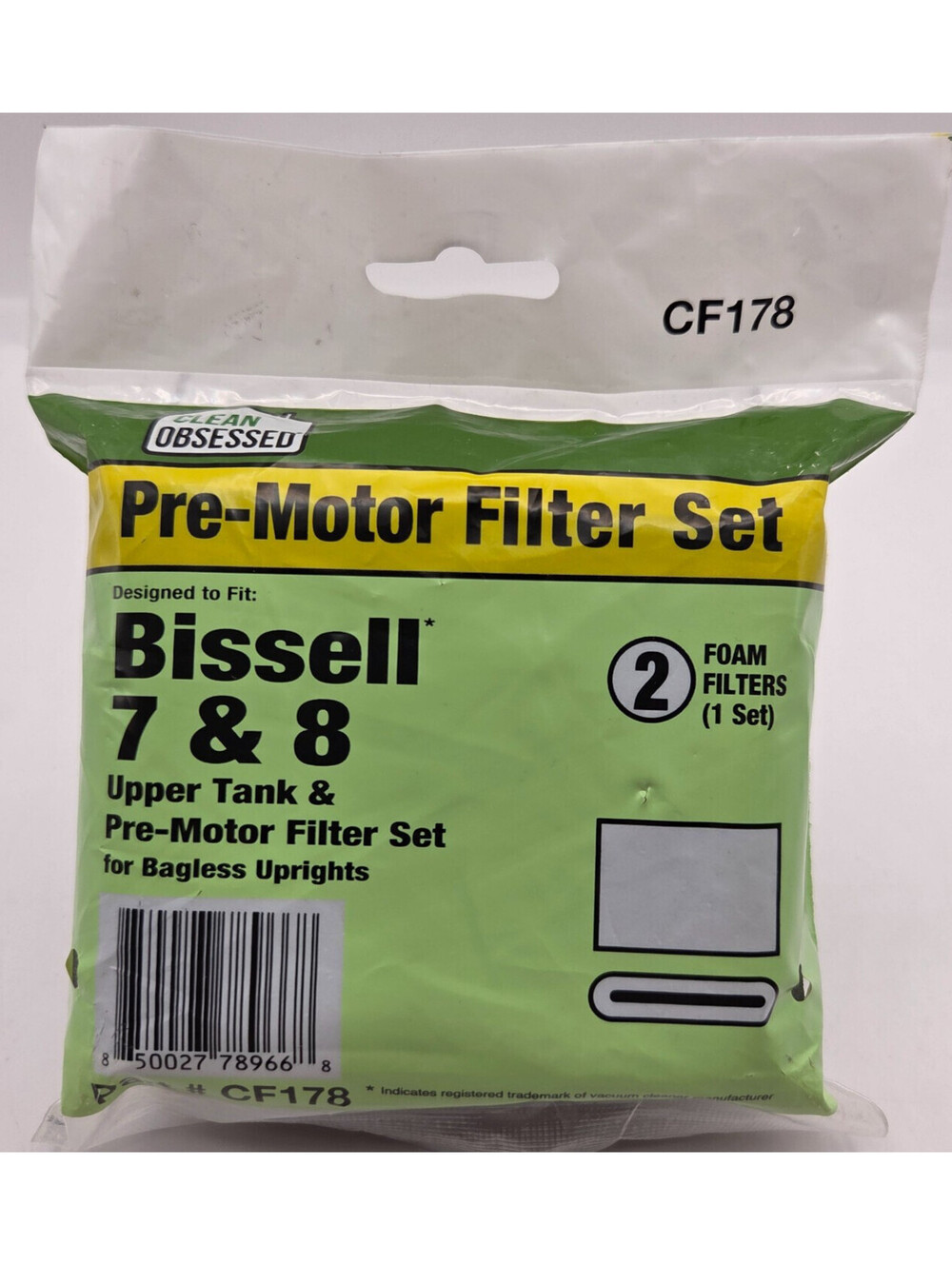 Bissell 7 & 8 Pre Motor Filter Set CF178 Foam Filters Vacuum Replacement NEW